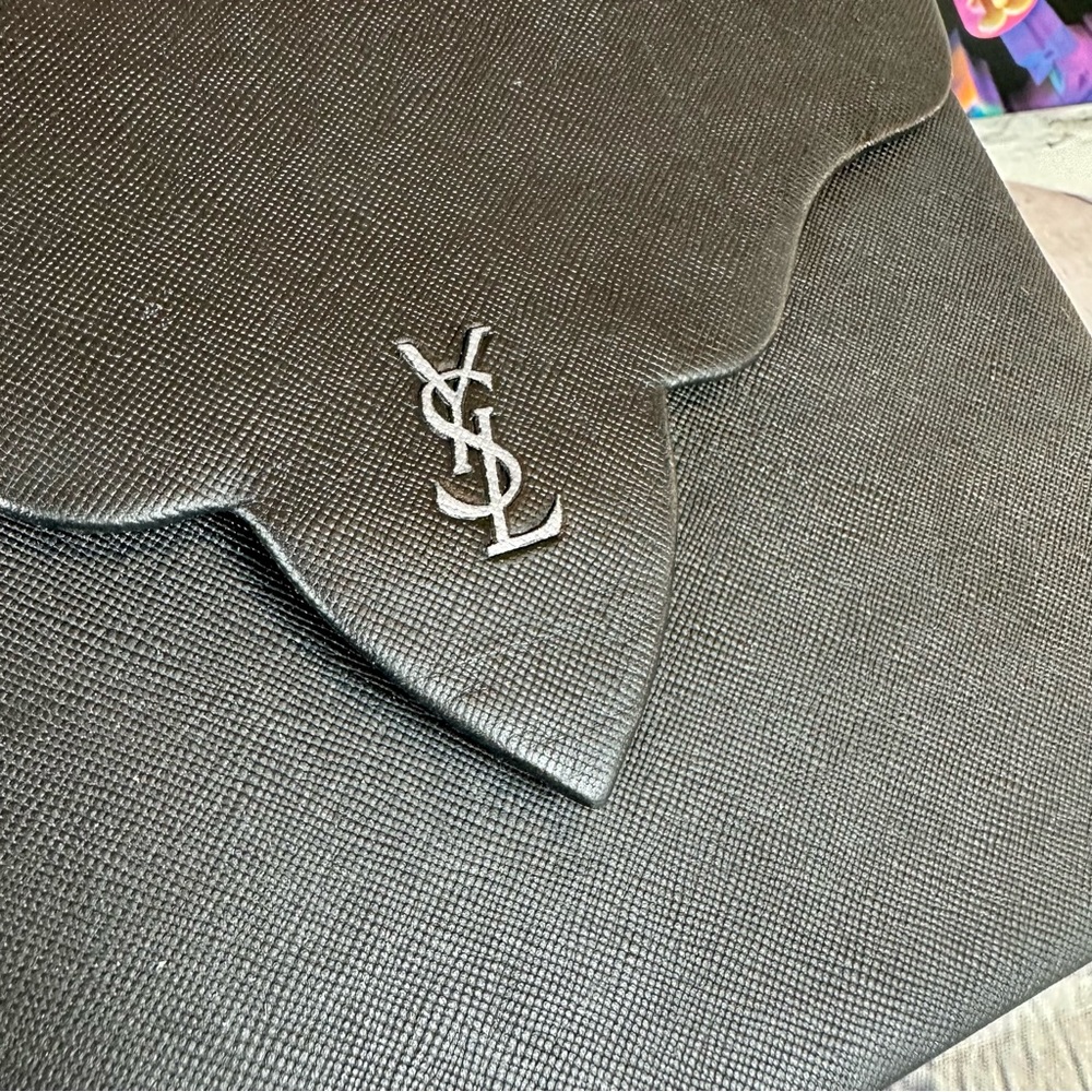 YSL YVES SAINT LAURENT Black Leather Clutch Crossbody  CUSTOM - Picture 4 of 12